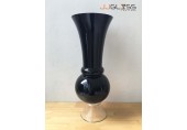 BLACK-H0810-70TL - แจกันแก้ว แฮนด์เมด สีดำ ทรงปากบาน ความสูง 68.5 ซม.
